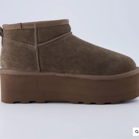 NEW CUSHIONAIRE Suede Hippy Platform Lined Booties  Chocolate for women 1025 4m2 - Picture 5 of 8